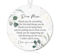 Tenare Thanks Gifts for Mum White Ceramics Thanks Ornament for Mom Hanging Thoughtful Plaques Decorations Mother's Day Birthday Gifts
