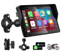 Tenbaba Carplay Screen for Motorcycle, Wireless Apple CarPlay and Android Auto 5 Inch IIP67 Waterproof Motorcycle GPS Navigation CarPlay Screen with GPS Navigation/Bluetooth Transmission