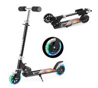 TENBOOM Scooter for Kids Ages 4-7, Boys & Girls - LED Light Up Wheels, 2-Wheel Kick Scooter with Adjustable Handlebar & Rear Brake, Candy Black