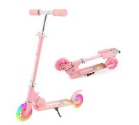 TENBOOM Scooter for Kids Ages 4-7, Boys & Girls - LED Light Up Wheels, 2-Wheel Kick Scooter with Adjustable Handlebar & Rear Brake, Candy Pink
