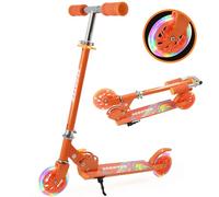 TENBOOM Scooter for Kids Ages 4-7, Boys & Girls - LED Light Up Wheels, 2-Wheel Kick Scooter with Adjustable Handlebar & Rear Brake, Orange