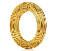 Tenbrachian 196 Feet/60 Meters Crafting Wire, Craft Wires, 18 Gauge 1mm Aluminum Wire, Floristry Wires, Bendable Metal Modelling Wirefor Floral Making Jewellery Making Crafting(Gold)