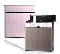 Tenbrachian 2 Pcs Metal Cigarette Case for Roll Ups, Metal Cigarette Box, Tobacco Tins for Men, Tobacco Tin for Women, Cigarette Tin for Roll Ups, Portable Cigarette Cases Holds 40 Cigarettes
