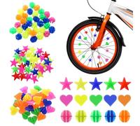 Tenbrachian 240 PCS Colorful Bicycle Spoke Decorations, Bicycle Spoke Reflectors Colorful, Bicycle Spoke Clicker Bicycle Accessories, Reflective Spoke Beads Decor (round, star, heart)
