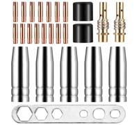 Tenbrachian 25 Pcs M6 MIG Welding Tips 1.0mm, Welding Torch Contact Tips, MIG Fit MAG MB15 15AK Welder Consumable Accessory, Fit 15AK MB15 MIG MAG Welding Torch Conical Nozzle Cup Gas Nozzles