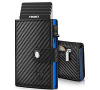 TENBST Wallets for Men | Card Holder Wallet with Wallet & RFID Blocking | Credit Card Holders | Wallets for Men | Gift - Carbon Fiber (Orange-Black), Black/White, 10, Tactical