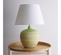 Tenby Green Table Lamp Glazed Ceramic Base and White Fabric Coated Shade