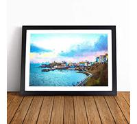 Tenby Harbour in Pembrokeshire Wales Framed Wall Art Print A4 Black | Ready to Hang, Satin Fine Art Paper, Fade-Resistant Inks, Acrylic Glazing, Securely Packaged, Made in the UK