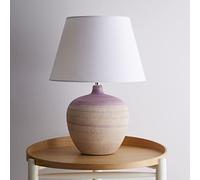 Tenby Lilac Table Lamp Glazed Ceramic Base and White Fabric Coated Shade