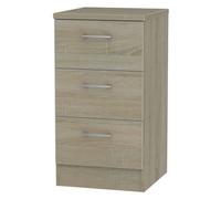 Tenby Ready Assembled Dark Oak Effect 3 Drawer Bedside Table (H)695mm (W)395mm (D)415mm