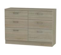 Tenby Ready Assembled Matt Dark Oak Effect 6 Drawer Midi Chest Of Drawers (H)795mm (W)1120mm (D)415mm