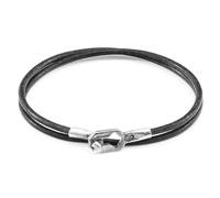 Tenby Silver and Round Leather Bracelet ANCHOR & CREW Grey 23cm