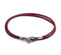 Tenby Silver and Round Leather Bracelet ANCHOR & CREW Red 21cm