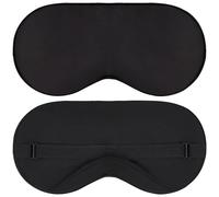 Tencel Sleeping Mask - Black Eye Cover with Nose Baffle, Oversized, Light, Thermo-Regulating, Breathable Moisture Wicking Blindfold Sleep Mask for Women Men, Blackout Eye Mask for Sleeping Naps Yoga