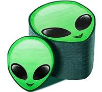 Tenceur 100 Pcs Alien Dessert Napkins Cocktail Green Dinner Napkins Alien Party Decorations Disposable Paper for Birthday Party Space Astronaut Themed Supplies