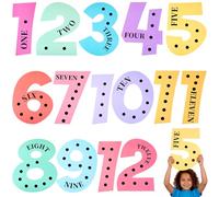 Tenceur 12 Pcs Large Math Numbers Multiple Posters from 1 to 12, Classroom Bulletin Board Educational Learning Poster for Kids Toddlers Elementary School Decor Supplies, Include Glue Point(Pastel)