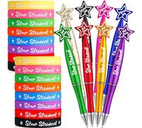 Tenceur 128 Pcs Star Student Gift Star Pens Include 64 Pcs You're a Star Ballpoint Pen and 64 Pcs Star Student Wristbands Bracelets for Birthday Party School Coworker Office Home Graduation Supplies