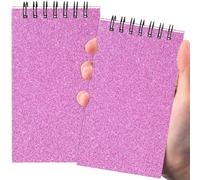 Tenceur 2 Pcs Pocket Notebook Small 3x5 Inch Spiral Notepads Mini Top Bound Notebook with Lined 120 Pages Ruled Memo Pads for Office College Nurse Essentials Back to School Gift (Glitter Pink)