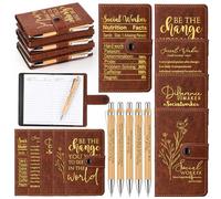 Tenceur 20 Sets Social Worker Appreciation Gift bulk Inspirational Notebook Motivational Bamboo Pen Thank You Gift for School Social Worker Teacher BSW Nursing Volunteer (Classic Style,Dark Brown)