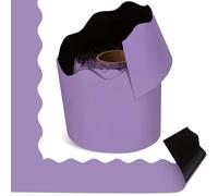 Tenceur 24 ft x 2.75 Inch Magnetic Bulletin Board Border Large Scalloped Rolled Border Trim Chalkboard Strip Wavy Line Decorative for Classroom Walls Desk Door Locker School Office(Lilac)