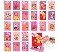 Tenceur 28 Pcs Valentine Jungle Animals Pre Printed Coloring Cards 5x 7 Inch Pre Painting Card Cute Coloring Pages Bulk Sip and Paint Outline Canvas Paint Party Favor Artist Beginners