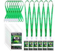 Tenceur 30 Pcs Video Game Party Favors VIP Lanyards with Cardholders for School Birthday Parties