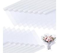 Tenceur 350 Sheets Flower Wrapping Paper Bulk - Waterproof Wrapping Paper Floral 22.4 x 22.4 Inch Korean Florist Bouquet for DIY Gift Valentine Graduation Wedding(White)