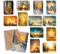 Tenceur 36 Set Religious Christmas Cards with Kraft Envelopes Nativity Scene Christian Greeting Cards Bulk 5 x 7 in Bible Verses Scripture Gift for Xmas Holy Nativity Religious Holiday Festival
