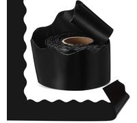 Tenceur 48 Ft x 2.75 Inch Large Magnetic Bulletin Board Borders Bulletin Boarder Trim for Classroom Whiteboard Decorations Scalloped Trim for Office Chalkboard Home Decoration (Black)