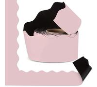 Tenceur 48 Ft x 2.75 Inch Large Magnetic Bulletin Board Borders Bulletin Boarder Trim for Classroom Whiteboard Decorations Scalloped Trim for Office Chalkboard Home Decoration (Deep Pink)
