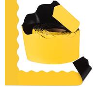Tenceur 48 Ft x 2.75 Inch Large Magnetic Bulletin Board Borders Bulletin Boarder Trim for Classroom Whiteboard Decorations Scalloped Trim for Office Chalkboard Home Decoration (Yellow)