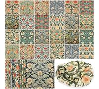 Tenceur 48 Pack 12 Styles William Morris Floral Decoupage Napkins Vintage Fall Flower Decorative Toile Tissue Paper Cocktail Napkin for DIY Crafting Furniture Art Project Home Decor, Unfolded 13''