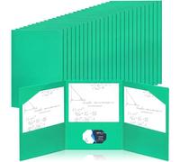 Tenceur 48 Pcs Plastic 3 Pocket Folders, Tri Fold School Folders Bulk for Students Teachers Classroom and Office, Durable Pocket Folder for Back to School Supplies (Green)