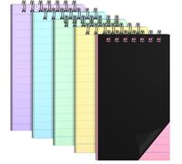 Tenceur 5 Pcs Pocket Notebook Small 3x5 Inch Black Cover Colorful Page Top Spiral Notepads Bound Notebook with Lined 120 Pages Mini Memo Pads for Office College Nurse Essentials Back to School Gift