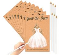 Tenceur 50 Set Bridal Shower Games, Include Guess The Dress Bridal Shower Game Card Wedding Shower Games and Charcoal Pencils 4mm White Sketching Pencils for Bridal Shower Wedding Party Favors