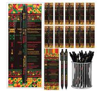Tenceur 50 Sets Black History Pens Bookmarks Bulk, African Party Gifts | Seven Principles Nguzo Saba Gold Symbols, Kwanzaa for Men Women, Heritage Honor, Geometric Patterns, Freedom Day Celebration