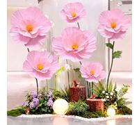 Tenceur 6 Pcs Extra Large Christmas Poinsettia Magnolia Flowers Decor | 30'' 24'' 18'' Giant Pink Artificial Flowers, Paper Poppies Large Poinsettia Ornaments for Xmas Tree Wreath Garland