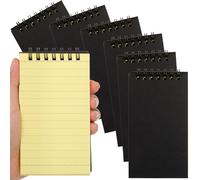 Tenceur 6 Pcs Pocket Notebook Small 3x5 Inch Black Cover Yellow Page Top Spiral Notepads Bound Notebook with Lined 120 Pages Mini Memo Pads for Office College Nurse Essentials Back to School Gift