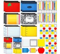 Tenceur 72 Pcs Back to School Teacher Gifts Bulk 24 Set Pencil Pouch Ballpoints Sticky Notes Pencil Apple Crayon Notebook Thank You Gift for Teacher First Day of School Employee Team Coworker Staff