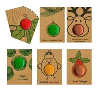 Tenceur 96 Pcs Christmas Themed Chocolate Token Cards Funny Kraft Candy Treat Holder Merry Christmas Greeting Cards for Friends and Family Gathering Holiday Winter Supplies