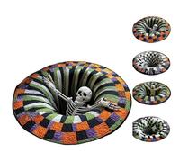 Tencipeda 3D Halloween Rug, 3D Rugs Optical Illusion Halloween Soft & Durable Halloween'S Area Rugs for Living Room (Skeleton,140cm)