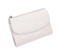 Tencipeda Unisex Pebble Leather Wallet - Double Zipper Coin Pockets, 5.3" Travel Slim Mini Leather Card Holder (White)