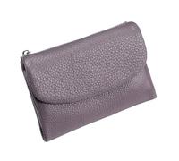 Tencipeda Unisex Pebble Leather Wallet - Double Zipper Coin Pockets, 5.3" Travel Slim Mini Leather Card Holder (Taro Purple)