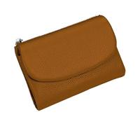 Tencipeda Unisex Pebble Leather Wallet - Double Zipper Coin Pockets, 5.3" Travel Slim Mini Leather Card Holder (Brown)
