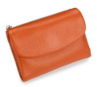 Tencipeda Unisex Pebble Leather Wallet, Versatile Soft Leather Wallets with Credit Card Holder & Cash Slots for Business Daily Commute & Office Use (Orange)