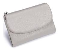 Tencipeda Unisex Pebble Leather Wallet, Versatile Soft Leather Wallets with Credit Card Holder & Cash Slots for Business Daily Commute & Office Use (Gray White)