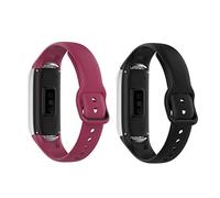 TenCloud 2 Pack Bands Compatible with Samsung Galaxy Fit SM-R370, Soft Silicone Replacement Strap for Galaxy Fit SM-R370 Activity Tracker (Wine+Black)