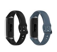 TenCloud (2-Pack Straps Compatible with Samsung Galaxy fit SM-R370 Strap, Replacement Soft Silicone Sport Wristband Arm Bracelet for Galaxy fit SM-R370 Fitness Tracker (Black+Slate)