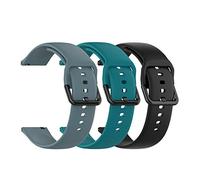 TenCloud (3-Pack Straps Compatible with Garmin Venu/Venu Sq Strap, 20MM Band Replacement Soft Silicone Sport Wristband for Vivoactive 3 Music/Forerunner 645/245 Smartwatch (Black+Green+Slate, Large)
