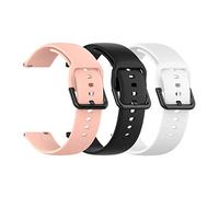 TenCloud (3-Pack Straps Compatible with Garmin Venu/Venu Sq Strap, 20MM Band Replacement Soft Silicone Sport Wristband for Vivoactive 3 Music/Forerunner 645/245 Smartwatch (Black+White+Pink, Small)